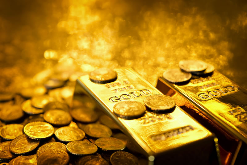 gold bullions with gold coins - Market Turbulence and gold