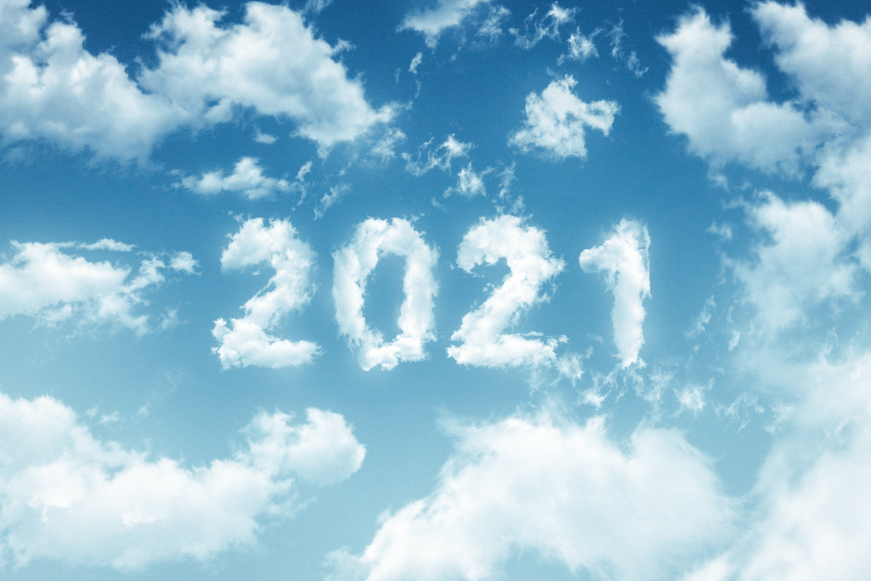 clouds shaped in numbers reading '2021' in the sky