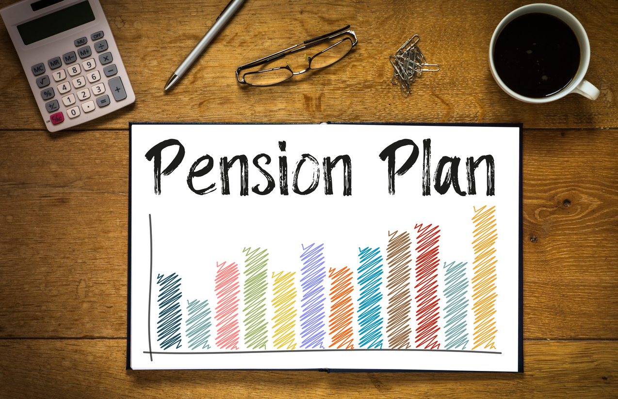 Graphic of a bar graph titled Pension Plan
