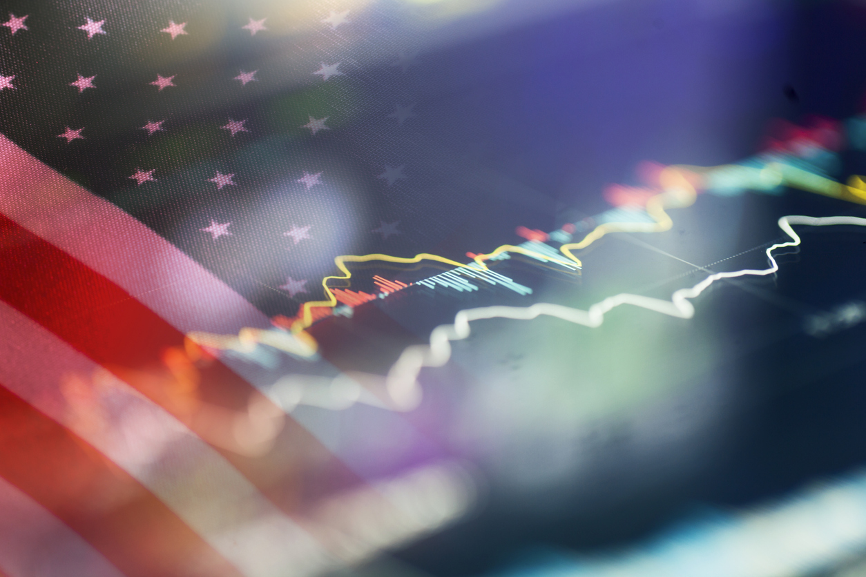Graphic of American flag overlaid with stock trends - why is the US market so important