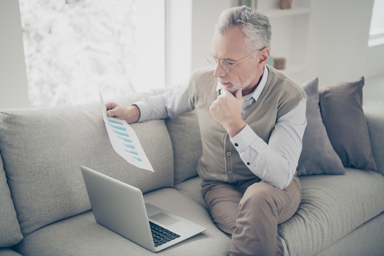 Mature man reviewing state pension age