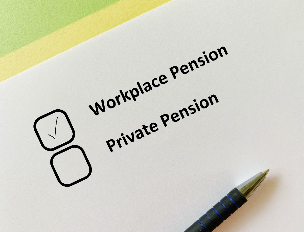 Form with check boxes for 'Workplace Pension' ticked and 'Private Pension' unticked