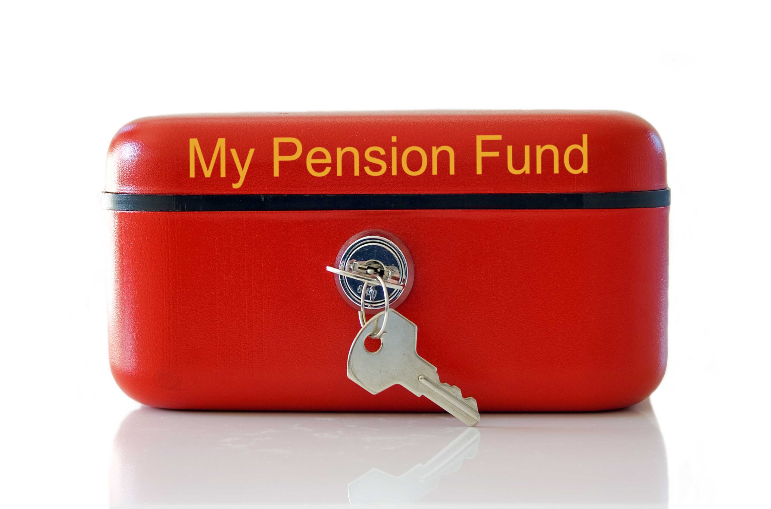 Graphic of a red money box labelled 'My Pension Fund'